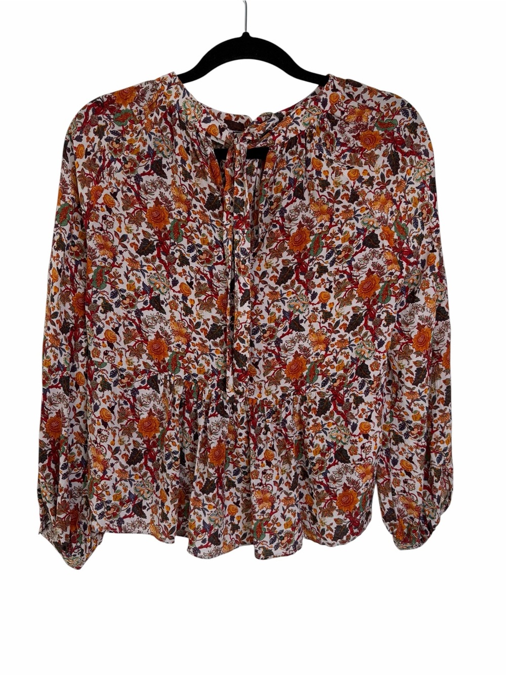 Madewell x Karen Walker 100% Silk Top Floral red orange Blouse - Picture 3 of 16